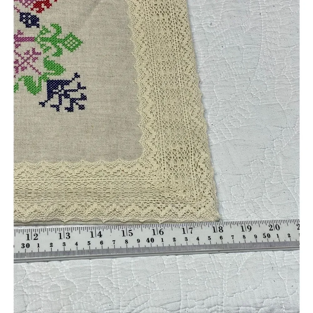 Pottery Barn Hand Embroidered Linen Pillow Cover 18”